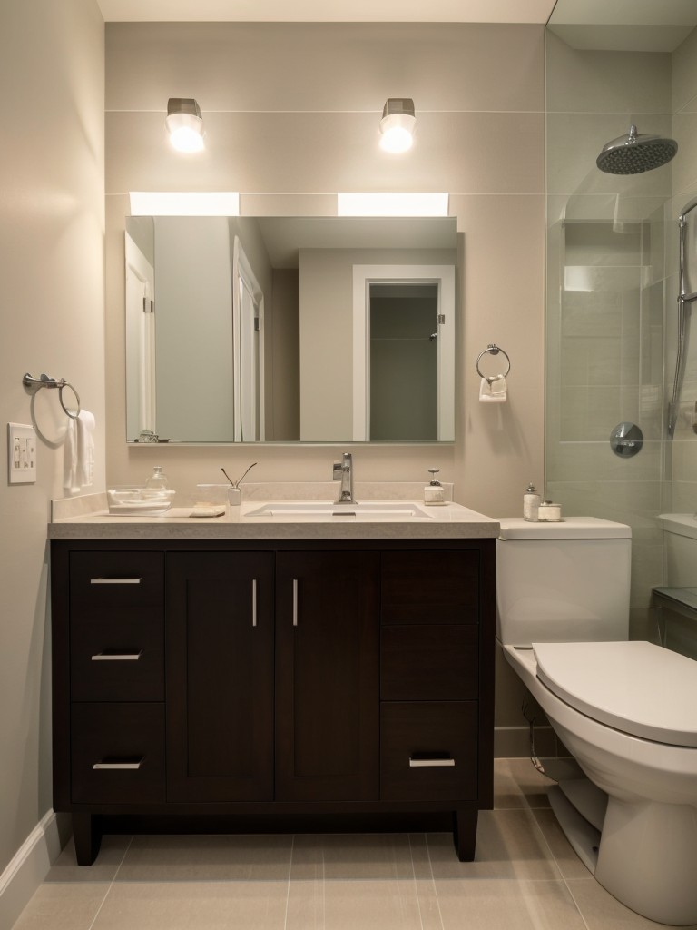 Creative lighting options to brighten up a small bathroom, including recessed lighting, backlit mirrors, and pendant lights.