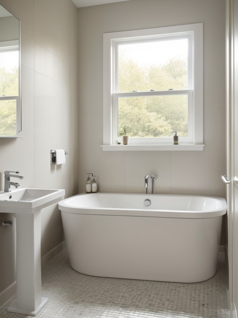 Suggestions for selecting space-efficient bathroom fixtures, like a pedestal sink or a compact corner bathtub.