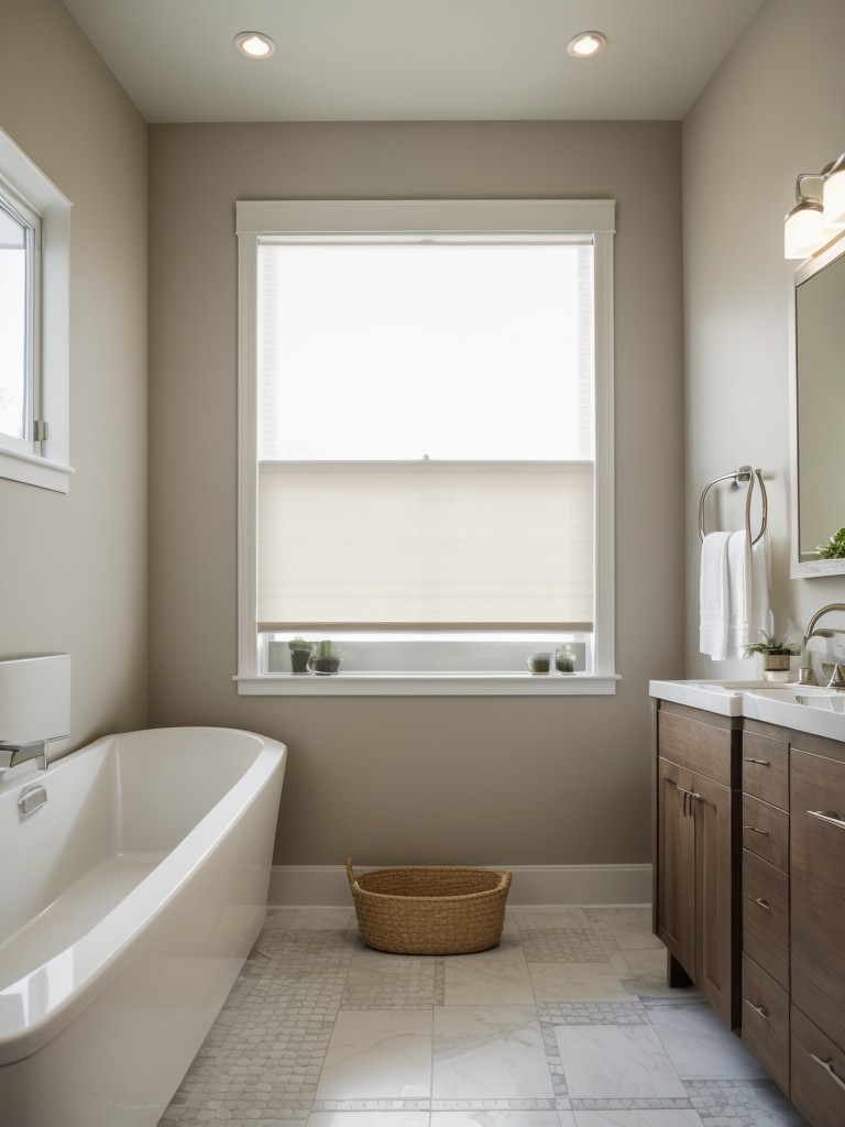 Tips for maximizing natural light in a small bathroom, such as installing a skylight or using sheer window treatments.