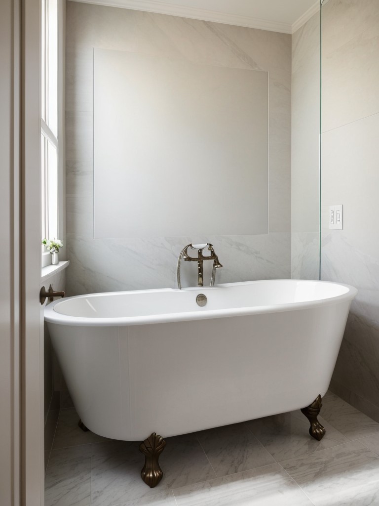 Add a statement piece, such as a freestanding bathtub or a unique vanity, as a focal point in the bathroom.