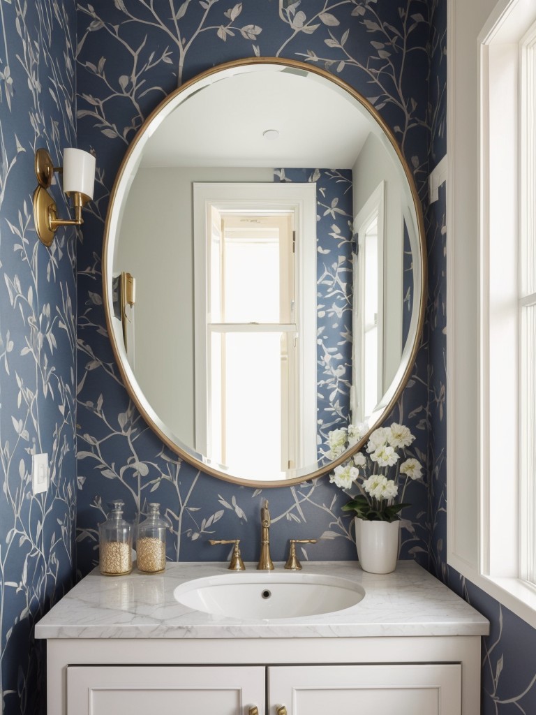 Experiment with bold wallpaper or a statement mirror to add a pop of personality.