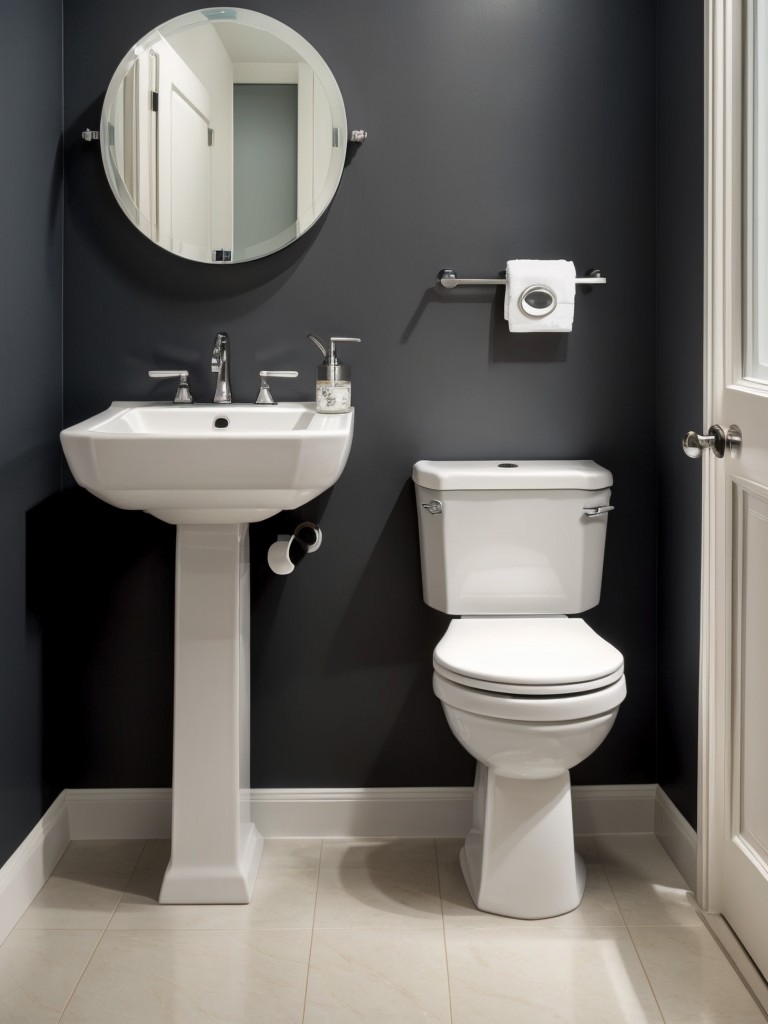 Opt for compact fixtures and accessories to save space, such as a pedestal sink or a wall-mounted toilet.