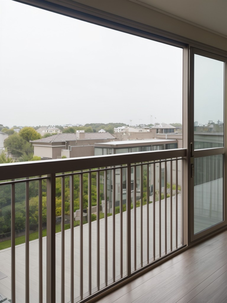 Consider installing window film on your balcony glass for a subtle way to add privacy without obstructing the view.