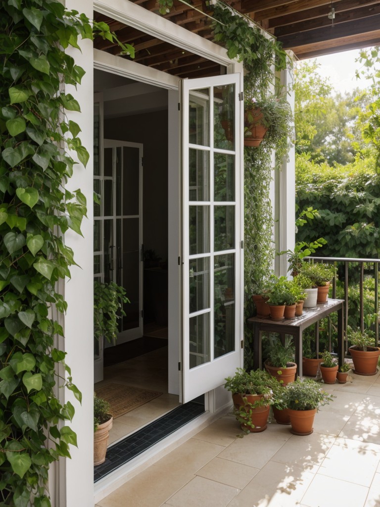 Create a wall of hanging plants and vines to add natural privacy to your balcony.