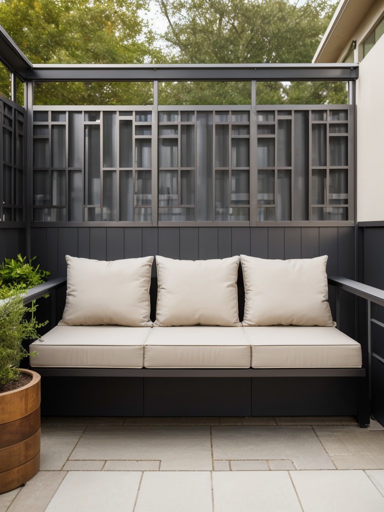 Hang decorative outdoor laser-cut metal screens for a stylish and modern solution to balcony privacy.