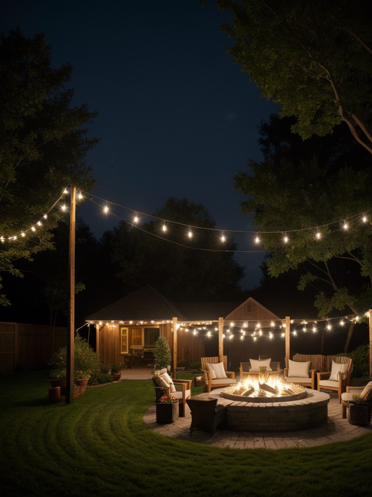 Hang outdoor string lights or fairy lights to create a cozy and intimate ambiance while also providing privacy.