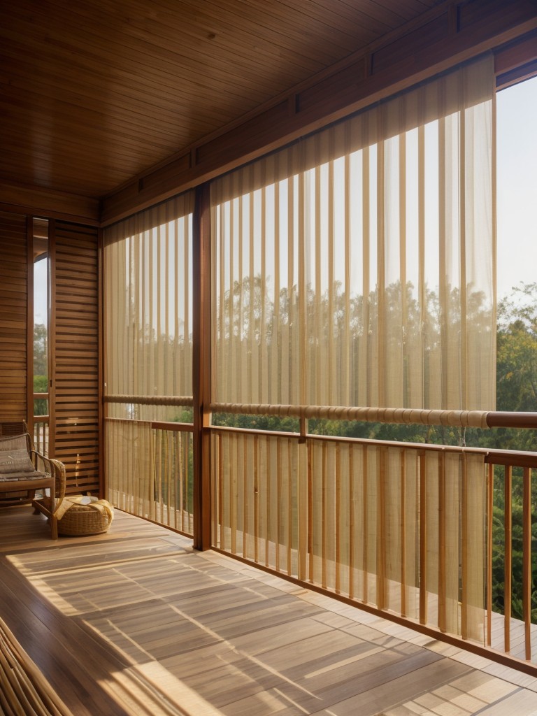 Install bamboo blinds or outdoor curtains for a simple and effective way to shield your balcony from prying eyes.