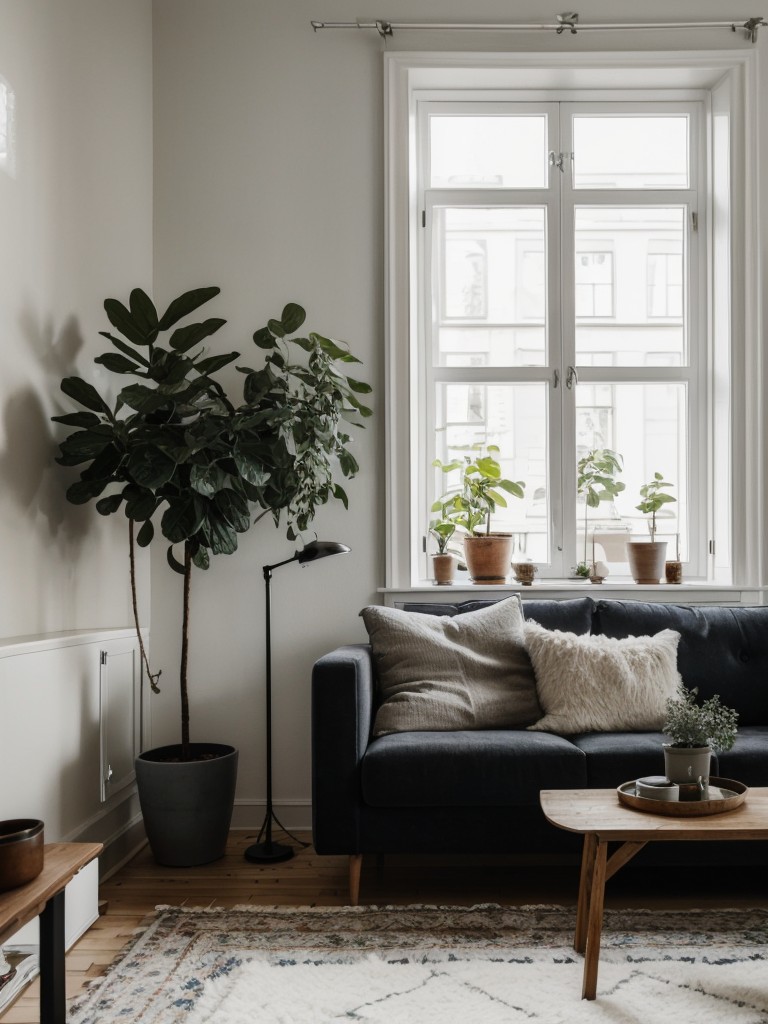 Scandinavian bohemian apartment style incorporating elements from both design styles, creating a cozy and eclectic space with a touch of minimalism.