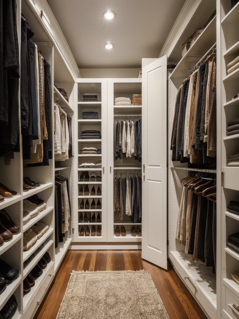 Customize your walk-in closet to reflect your personal style, whether it's sleek and minimalist, eclectic and bohemian, or elegant and traditional.