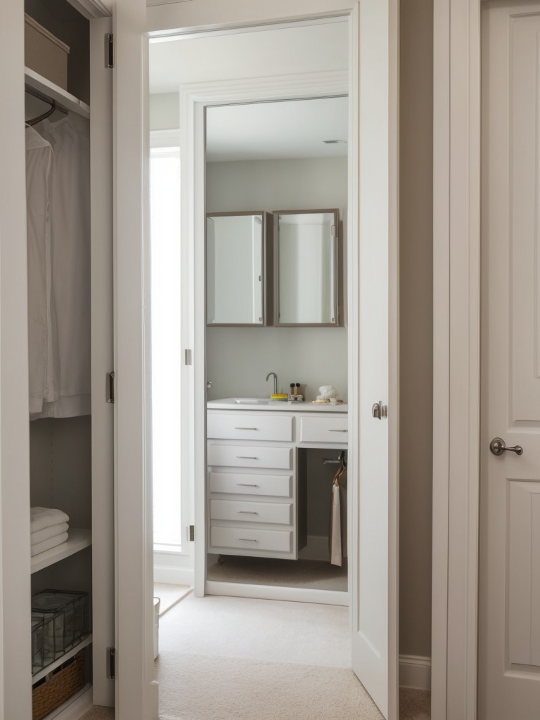 Install a double-sided mirror on the closet door to create the illusion of a bigger space and reflect more light.