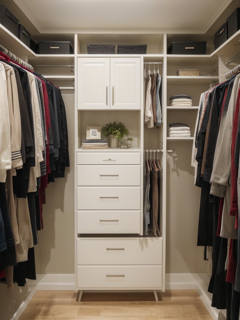 Use matching or coordinating hangers to create a cohesive and organized aesthetic within your walk-in closet.