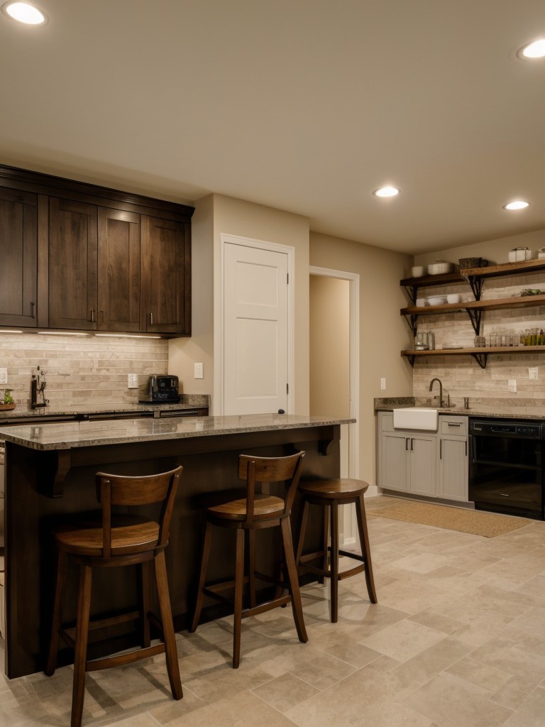 Consider adding a small kitchenette or bar area to the basement for added convenience and functionality.