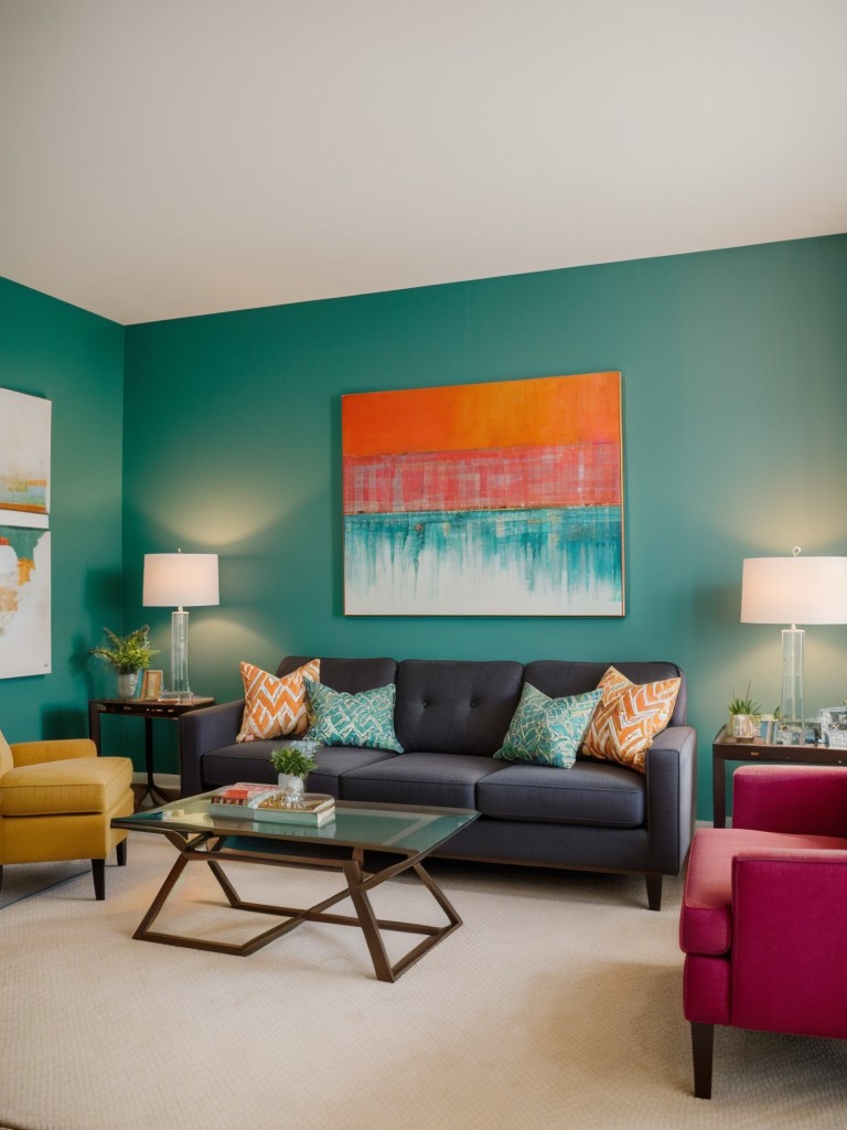 Incorporate pops of color through accent walls, throw pillows, and artwork to add vibrancy and personality to the space.