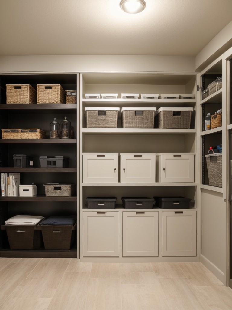 Consider incorporating built-in storage solutions to maximize space and keep the basement apartment organized and clutter-free.