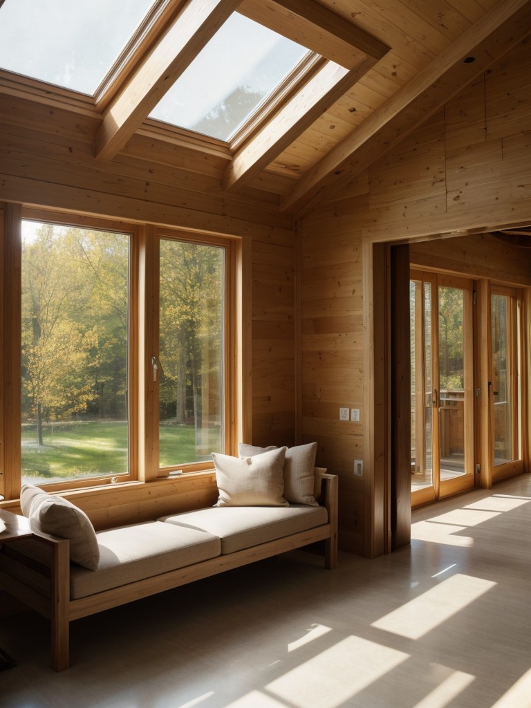 Utilize natural light by incorporating large windows or skylights to create a brighter and more inviting space.