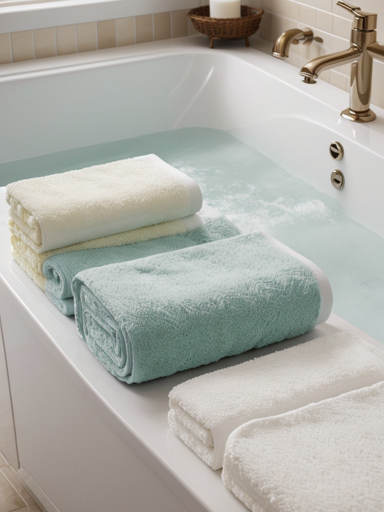 Add a touch of luxury with soft, plush towels and bath mats in coordinating colors or patterns.