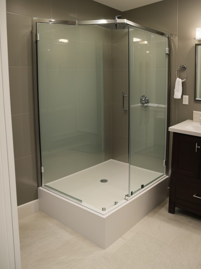 Install a space-saving, corner shower stall to maximize floor space and make the bathroom feel more open and accessible.