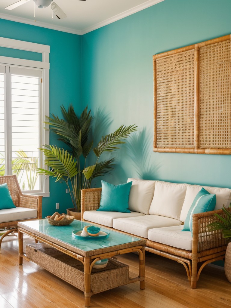 Bring the beach indoors with a tropical paradise theme, complete with palm leaf prints, rattan furniture, and a refreshing color scheme inspired by the ocean.