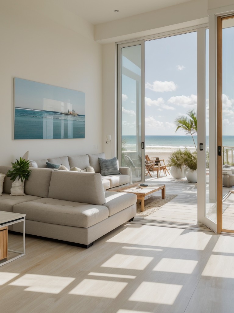 Design your beach apartment with a breezy and open floor plan, maximizing natural light and allowing for easy flow between indoor and outdoor spaces.