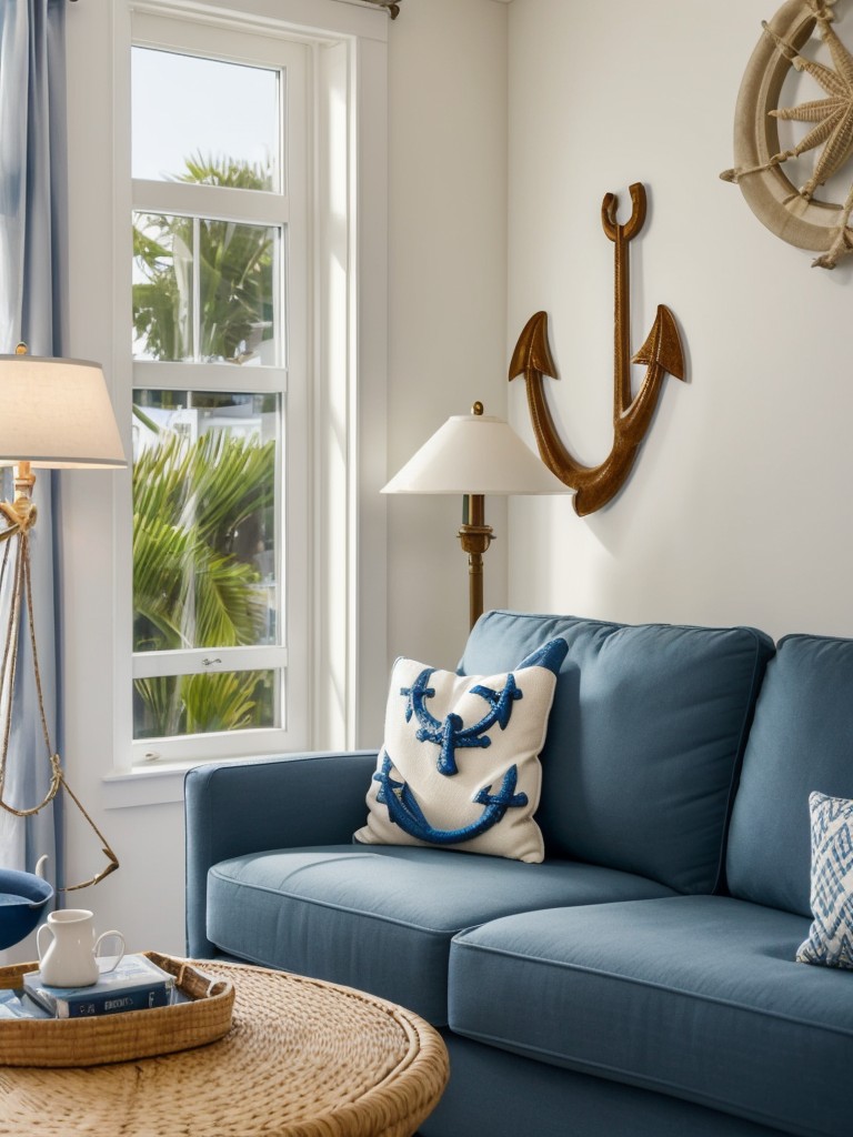 Enhance your beach apartment's decor with playful nautical accents, such as anchor-shaped bookends, sailor knot decor, and seafaring-inspired lighting fixtures.