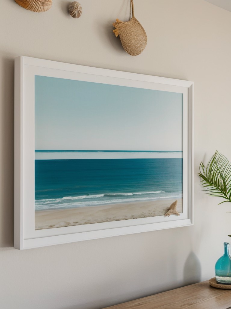 Incorporate beachy elements into your apartment design through wall art, such as framed seashells, beach landscapes, or abstract ocean-inspired paintings.