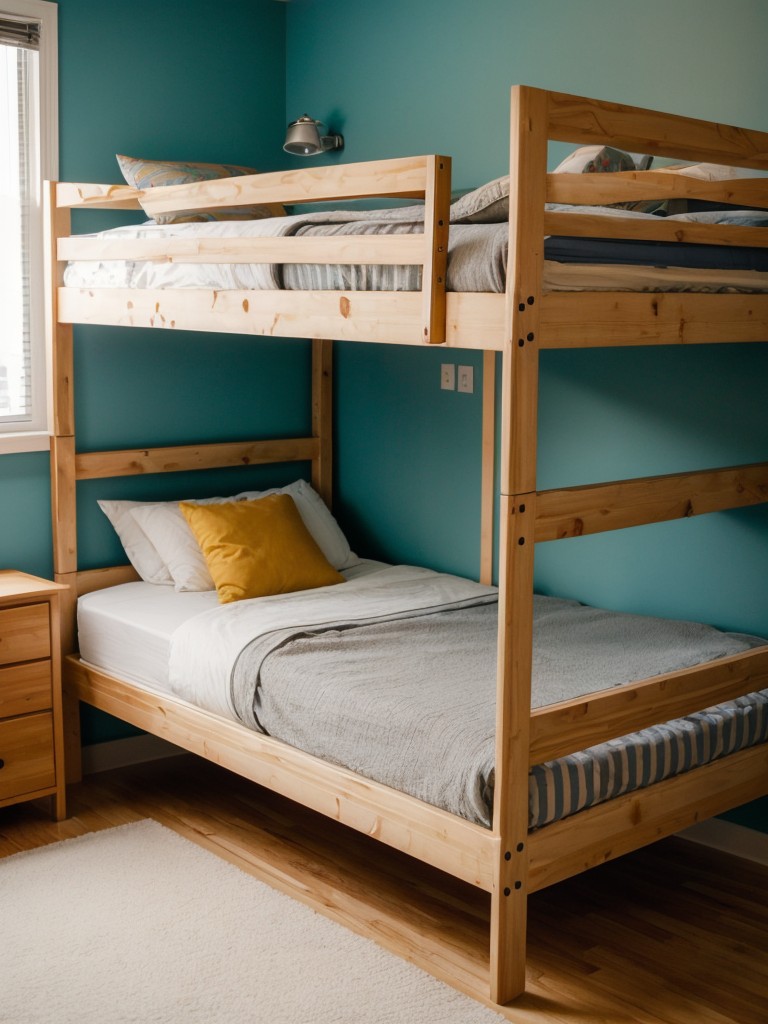 Bunk beds for a shared studio apartment, ideal for roommates or siblings.