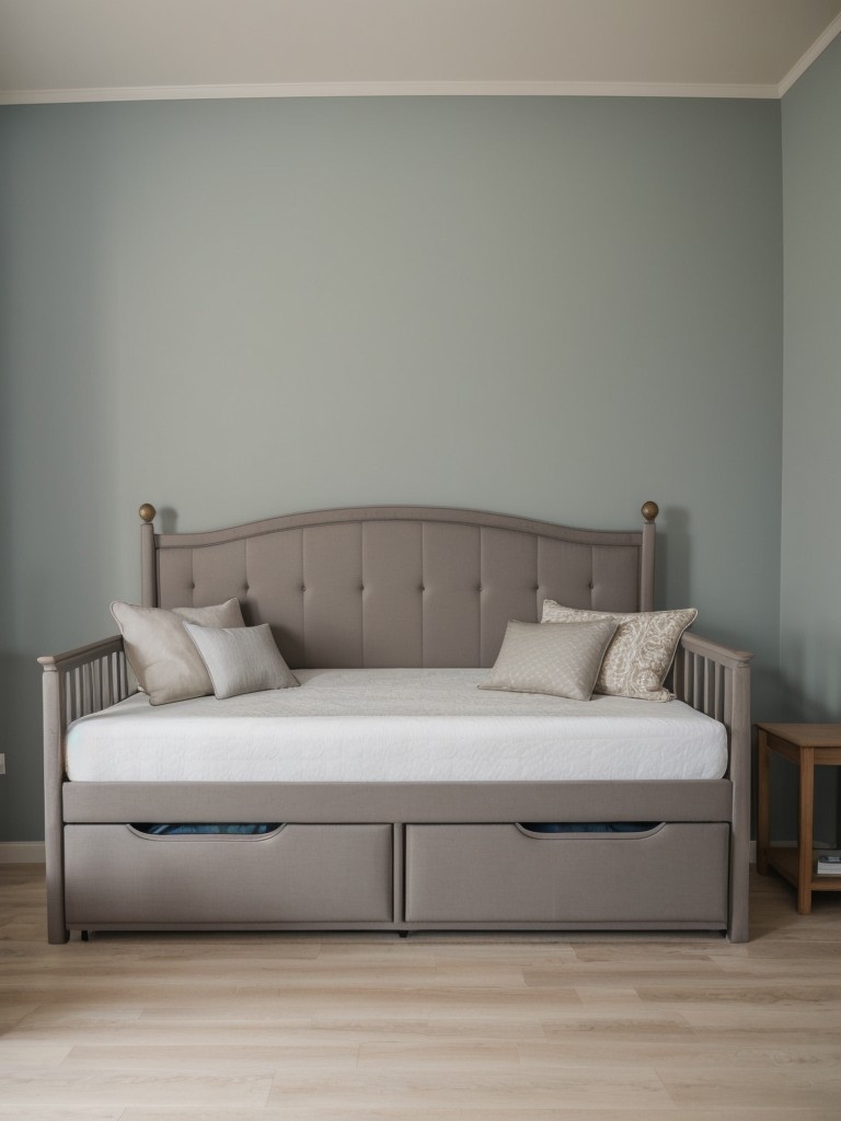 Daybed with trundle to provide additional sleeping options for guests.