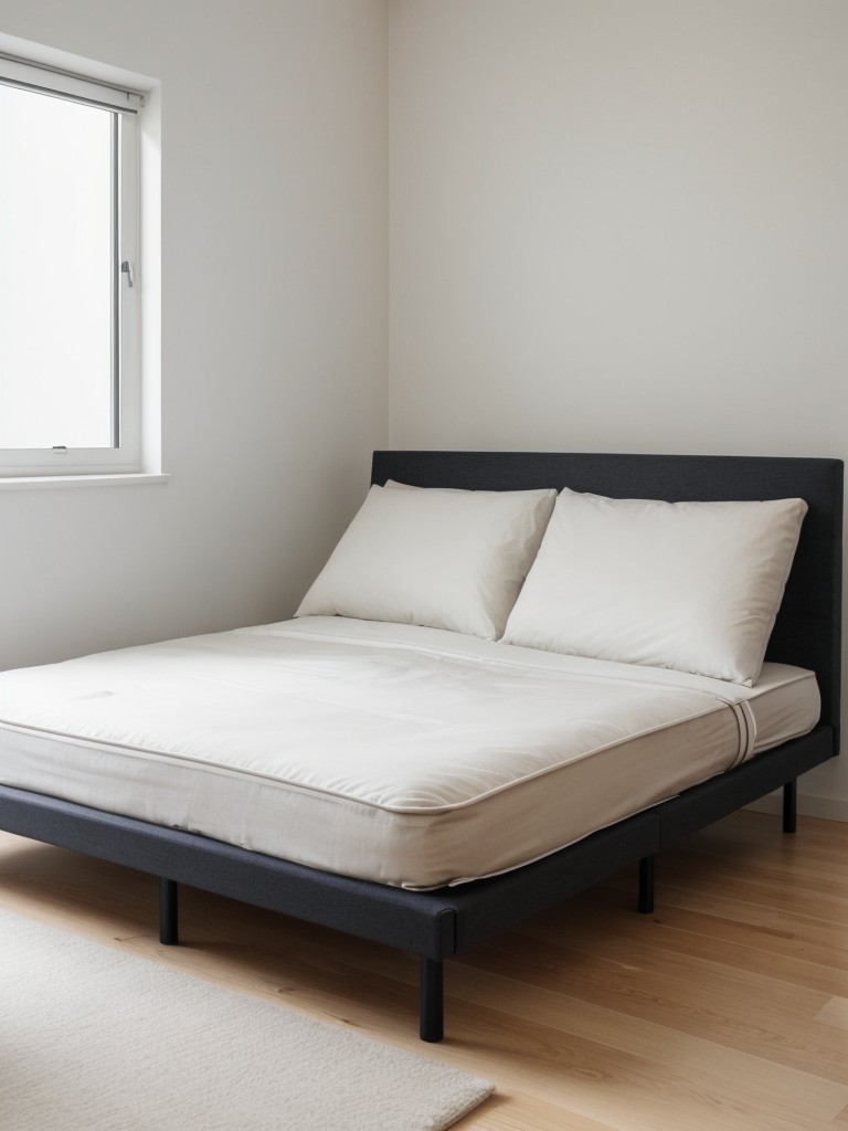 Minimalistic futon bed designs for an uncluttered and versatile aesthetic in small studio apartments.