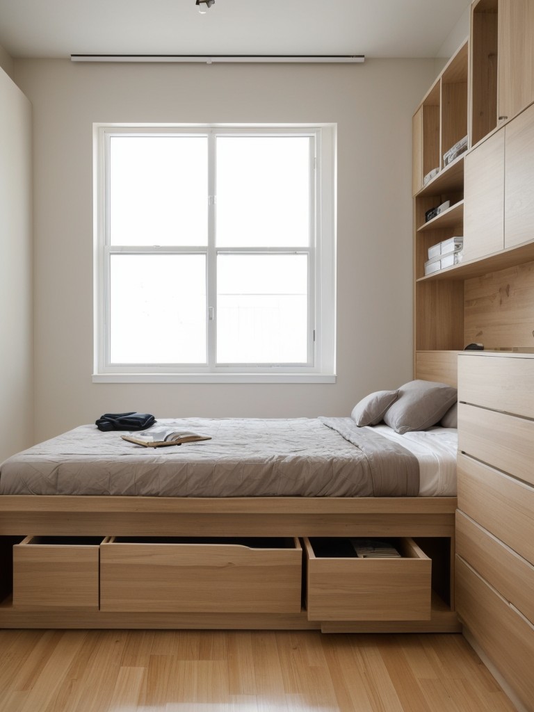 Stylish platform bed designs with built-in storage for organizing belongings in small studio apartments.