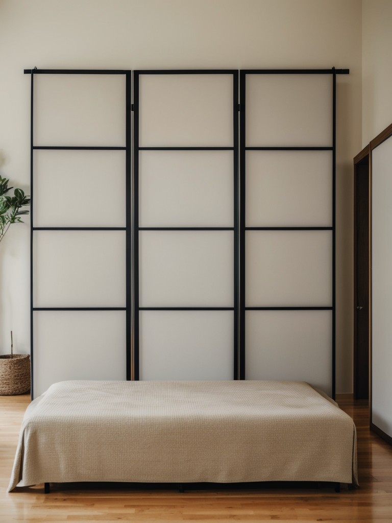 Consider using a room divider or screen to separate the sleeping area from the rest of the space.