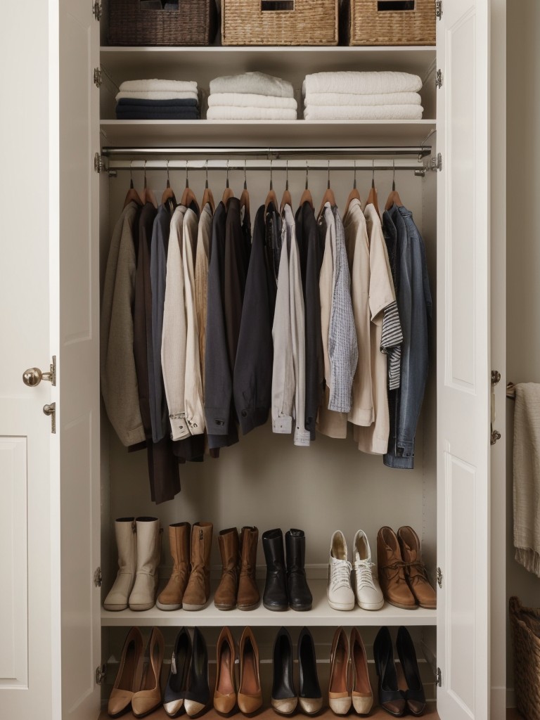 Invest in space-saving organizers, such as hanging shoe racks or closet dividers, to maximize storage in small closets.