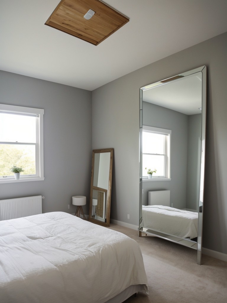 Opt for a floor-to-ceiling wall mirror to give the illusion of a larger square footage in the bedroom.