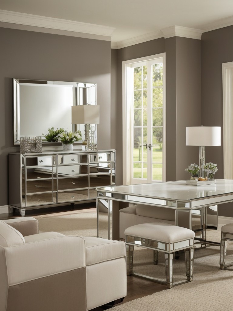 Select light-colored or mirrored furniture to create the illusion of a larger space.