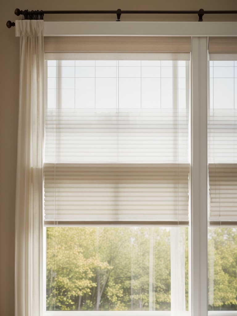 Use a combination of curtains and sheer window treatments to allow for natural light while maintaining privacy.