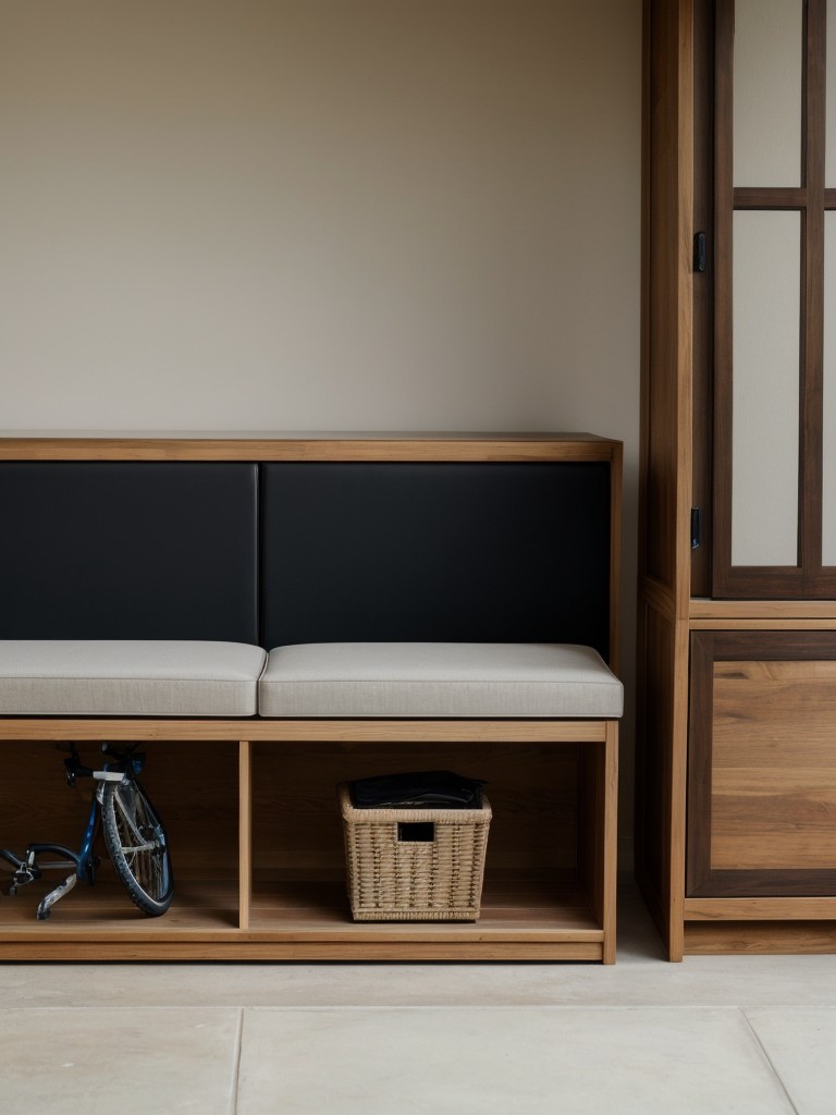 Bike storage furniture pieces, such as ottomans or benches, that provide a hidden compartment for your bicycle while doubling as stylish seating or storage.