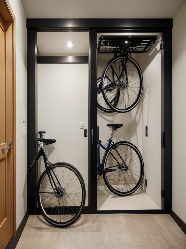 Bike storage nooks integrated into entryways or corridors, providing easy access to your bikes without sacrificing valuable living space.