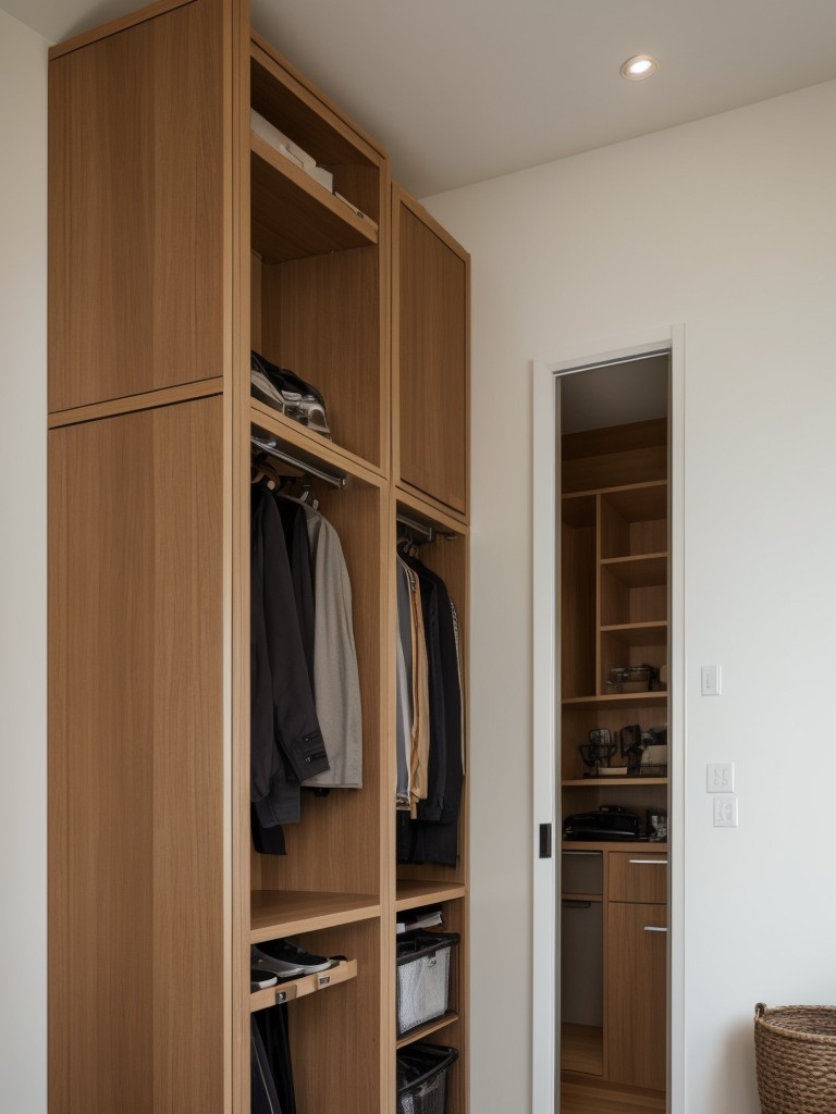 Clever vertical bike storage solutions that utilize overhead space to maximize functionality in small apartments.