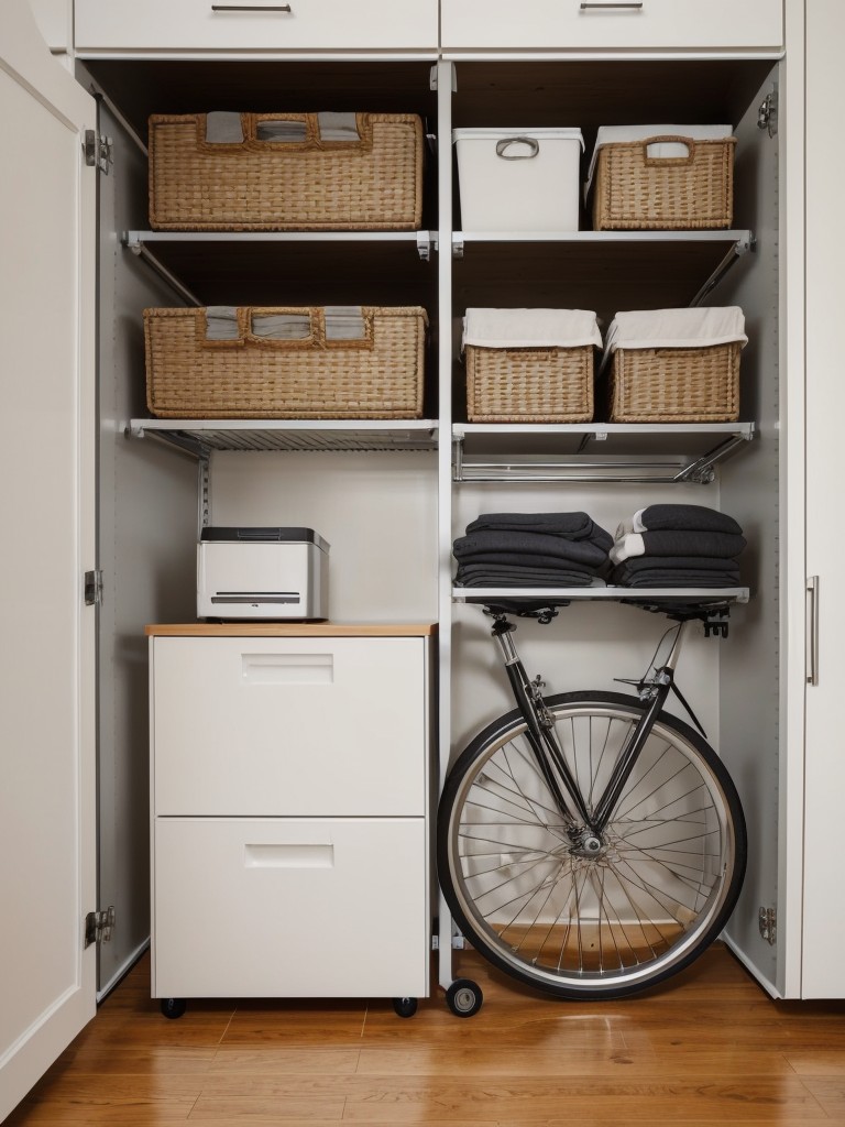 Foldable bike storage systems that can be tucked away when not in use, allowing you to optimize your apartment's space.