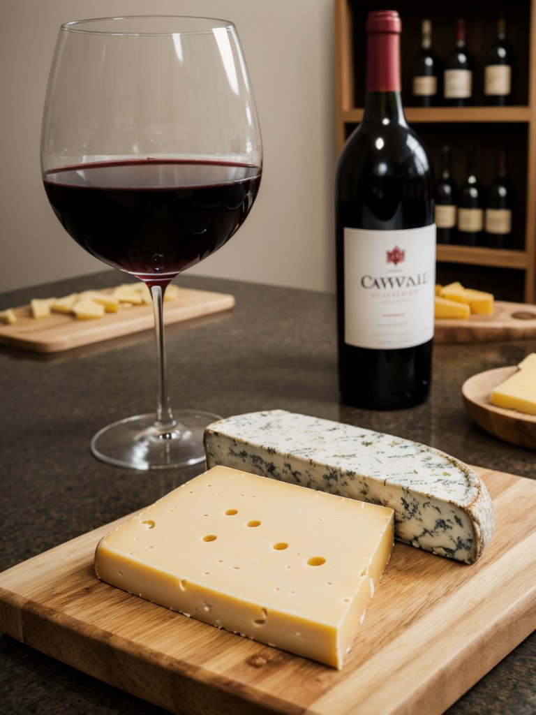 Arrange a wine and cheese tasting party, setting up a tasting station with different wine varieties and a well-curated cheese selection.