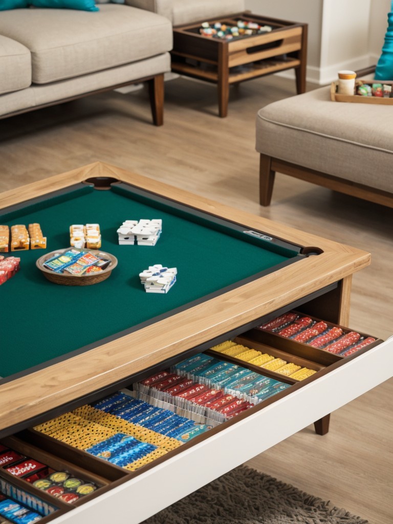 Organize a game night with board games, card games, and snacks, using your coffee table as the central gaming spot.