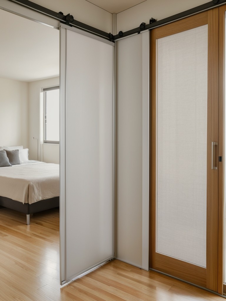 Utilizing sliding doors or folding screens to create a more flexible layout in a small studio apartment, allowing for privacy when needed and an open feel when desired.