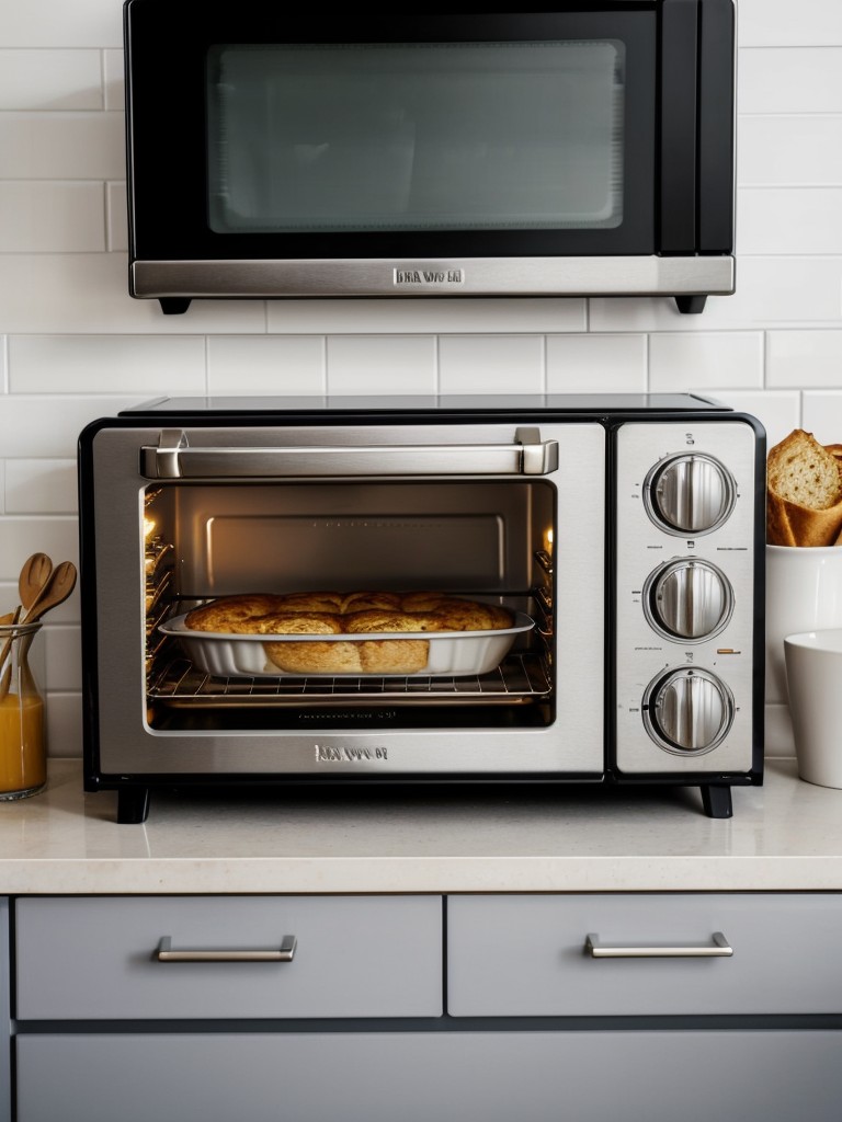 Choose a stylish and practical toaster oven that can serve as a toaster, oven, and broiler for versatile breakfast options.