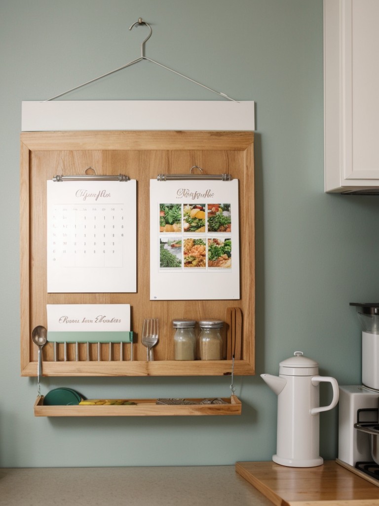 Hang a small wall-mounted bulletin board to hang recipes or meal planning inspiration.