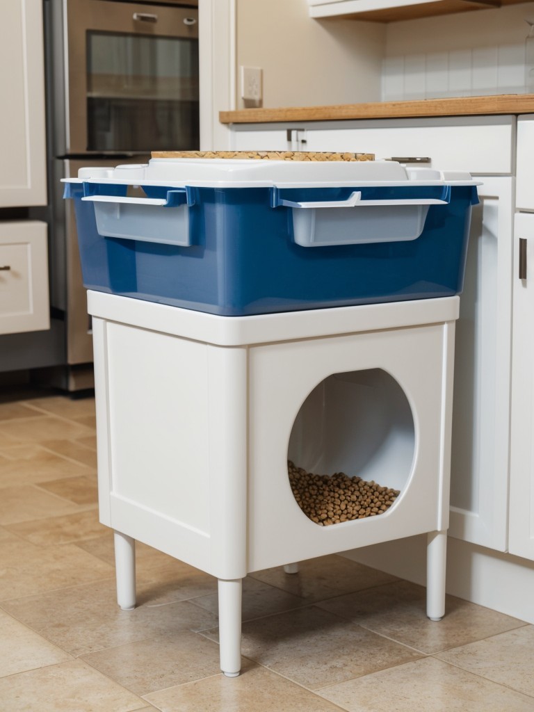 Incorporating a feeding station that is easy to clean and keeps your cat's food and water in one organized area.