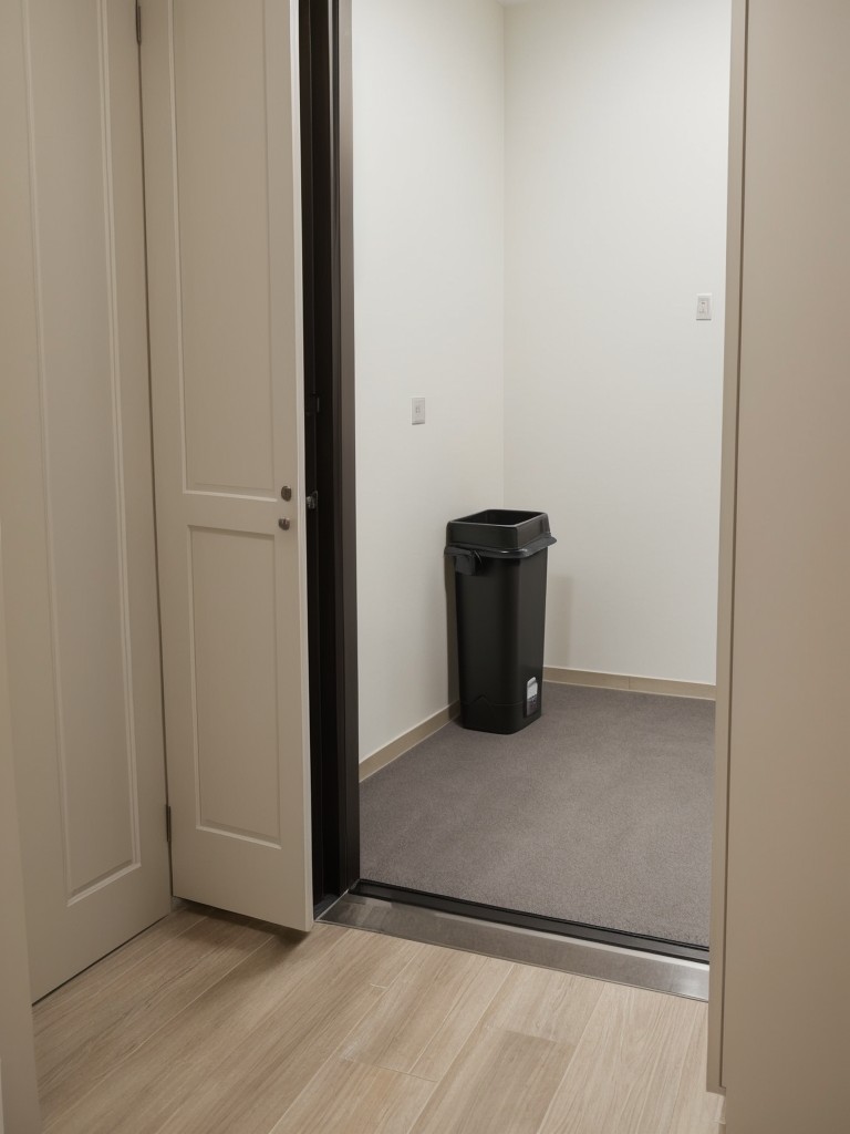 Integrating a well-ventilated litter area to minimize odors and maintain a clean environment in a small apartment.