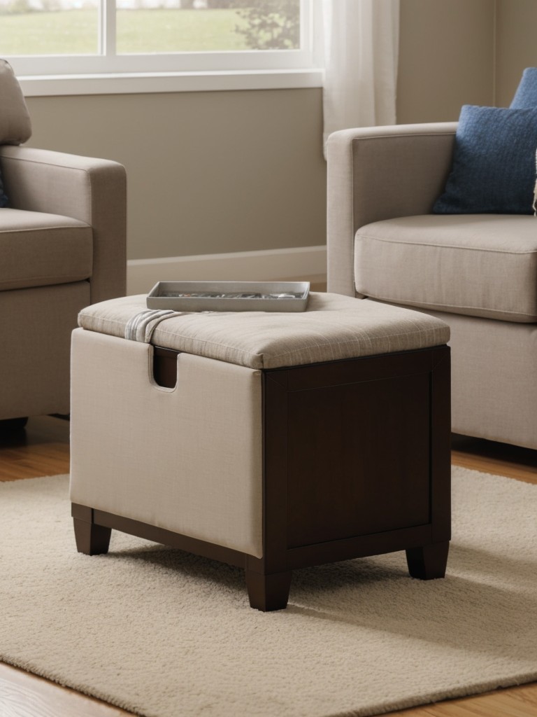 Utilizing multi-functional furniture pieces that cater to both your needs and your cat's, such as a storage ottoman with a hidden space for toys and blankets.