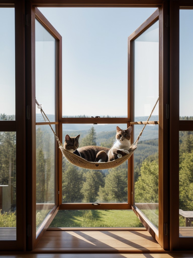 Utilizing window perches or cozy cat hammocks to provide your cat with a cozy spot to relax and enjoy the view.