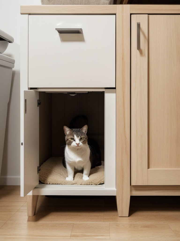 Innovative hidden litter box furniture designs that seamlessly blend with your apartment decor, providing privacy for your cat.