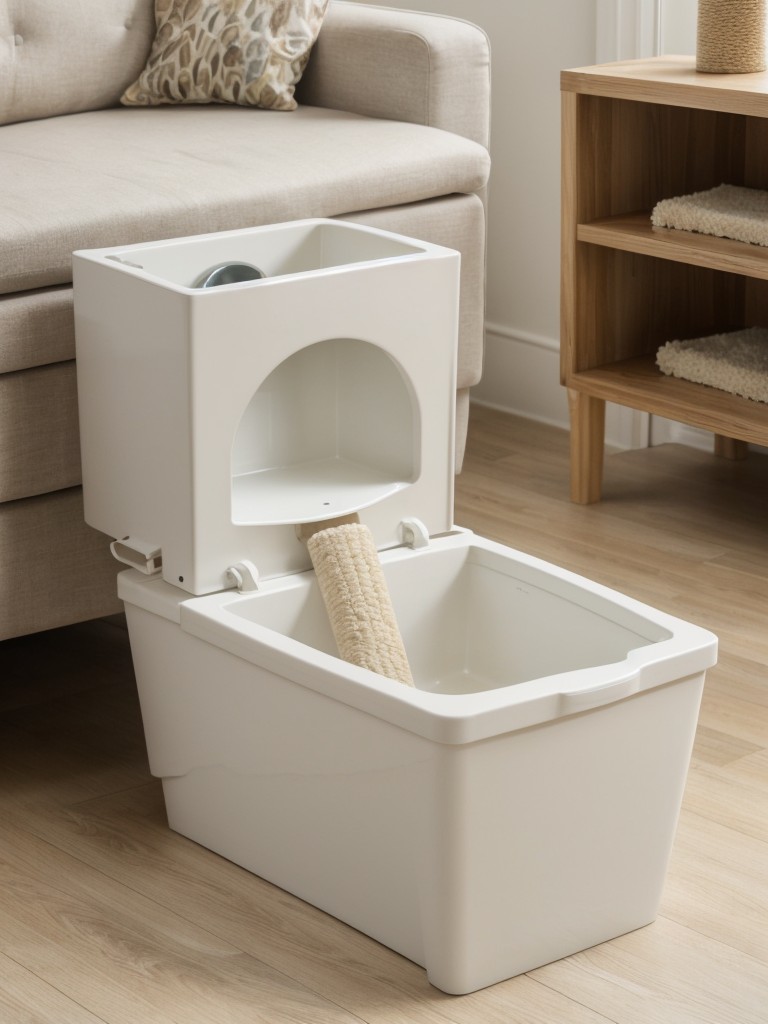 Multi-functional litter box furniture pieces, like a cat tree with an incorporated litter box area and scratching posts, to maximize both fun and practicality within your apartment.