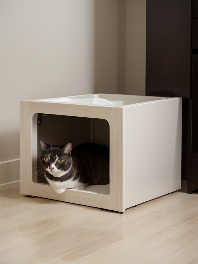 Stylish litter box enclosure designs that mimic high-end furniture, ensuring your cat's comfort and privacy while elevating the aesthetics of your apartment.